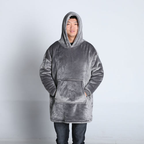 blanket连帽套头电视毯子家居服卫衣睡袍tv毯法兰绒懒人毛毯