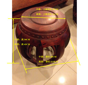 老挝红酸枝鼓凳大红酸枝光面鼓凳交趾黄檀圆凳老红木八枨圆凳左氏