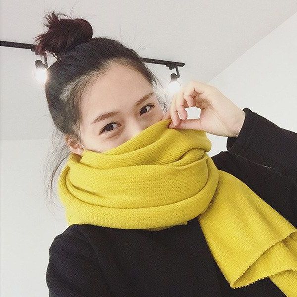 保暖围巾秋冬季韩版百搭纯色仿羊绒针织女士防寒加厚冬天百搭围脖
