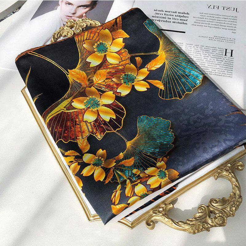 璀璨幸福树真丝围巾女春秋韩版百搭110缎面大方巾桑蚕丝丝巾披肩