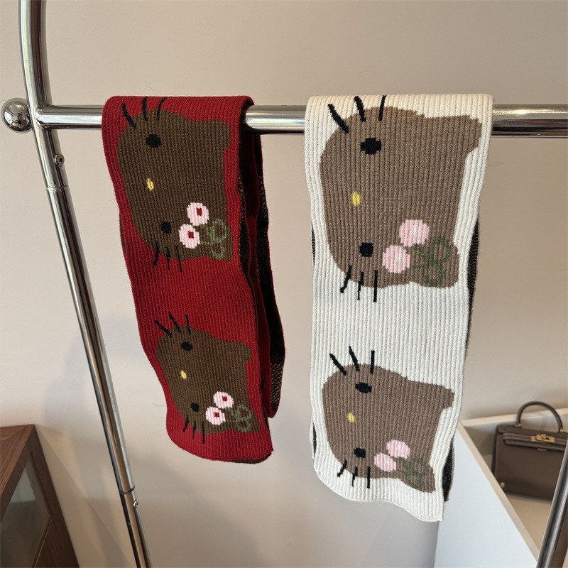 原创卡通猫咪小围巾秋冬季Ins风