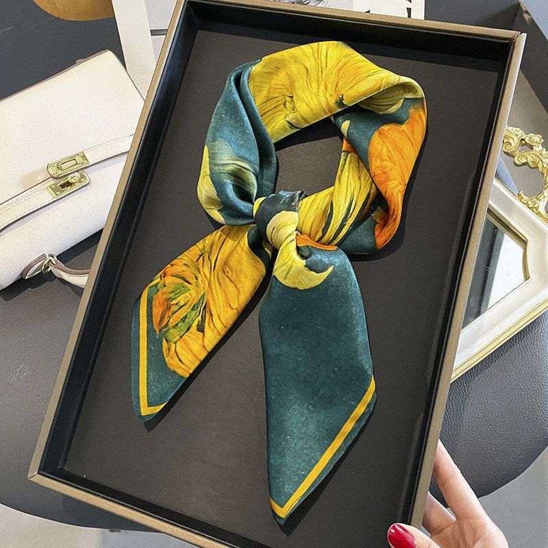 春夏新款桑蚕丝丝巾花卉韩版百搭