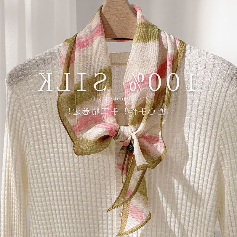 菱形巾真丝羊毛围巾女士领巾100