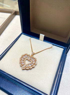 QIANYI仟意珠宝【轻奢系列】白富美镶嵌高碳钻心形吊坠气质项链