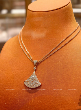 QIANYI仟意珠宝【奢华系列】白富美千金感高碳钻镶嵌扇形气质项链