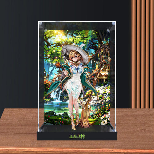 华湘适用VERTEX 精灵村 第18村民 赫泽尔 手办模型亚克力展示盒