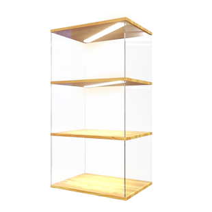 亚克力手办展示盒可定制带灯积木乐高模型透明防尘罩黏土木质展柜