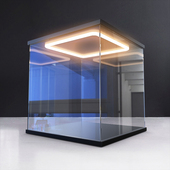 带灯开门亚克力展示盒透明手办防尘罩积木模型玻璃罩黏土盲盒收纳