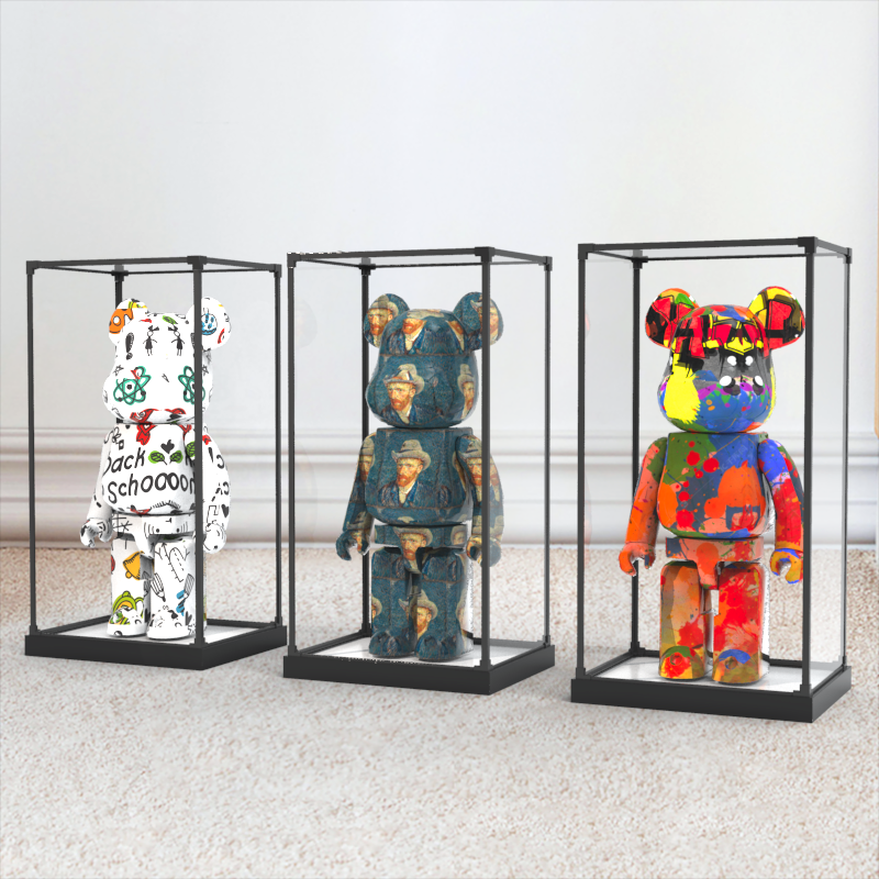 适用bearbrick积木熊暴力熊手办透明收纳亚克力展示盒金属防尘罩