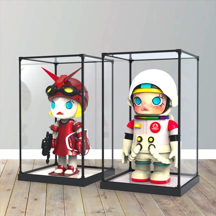 适用POPMART泡泡玛特MOLLY宇航员MEGA1000%400%亚克力防尘展示盒