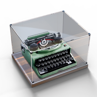适用乐高21327复古打字机 透明盒木质底手办收纳盒亚克力展示盒
