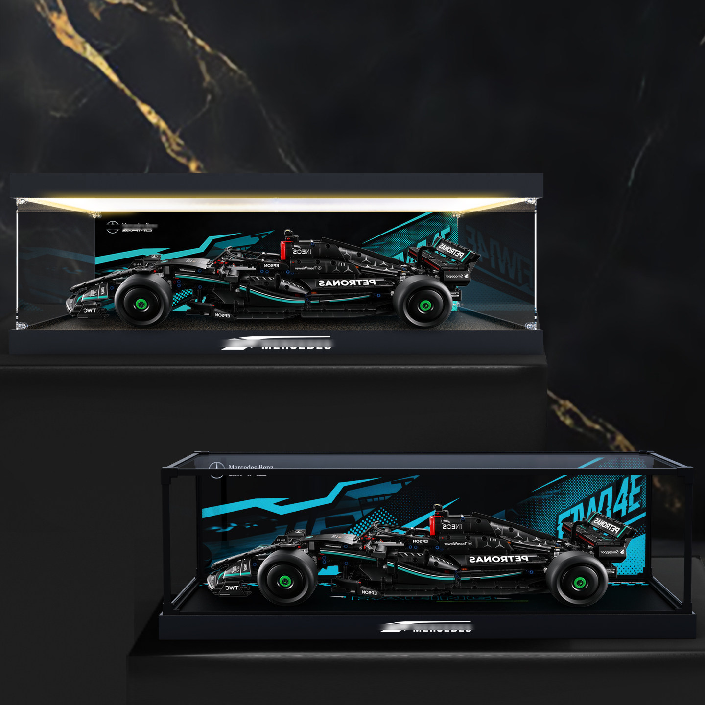 适用乐高f1展示盒42171梅赛德斯奔驰AMG赛车模型亚克力彩绘展示盒