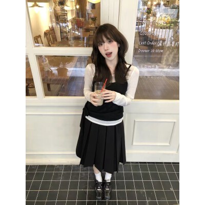 早秋韩系真两件针织西装三件套女