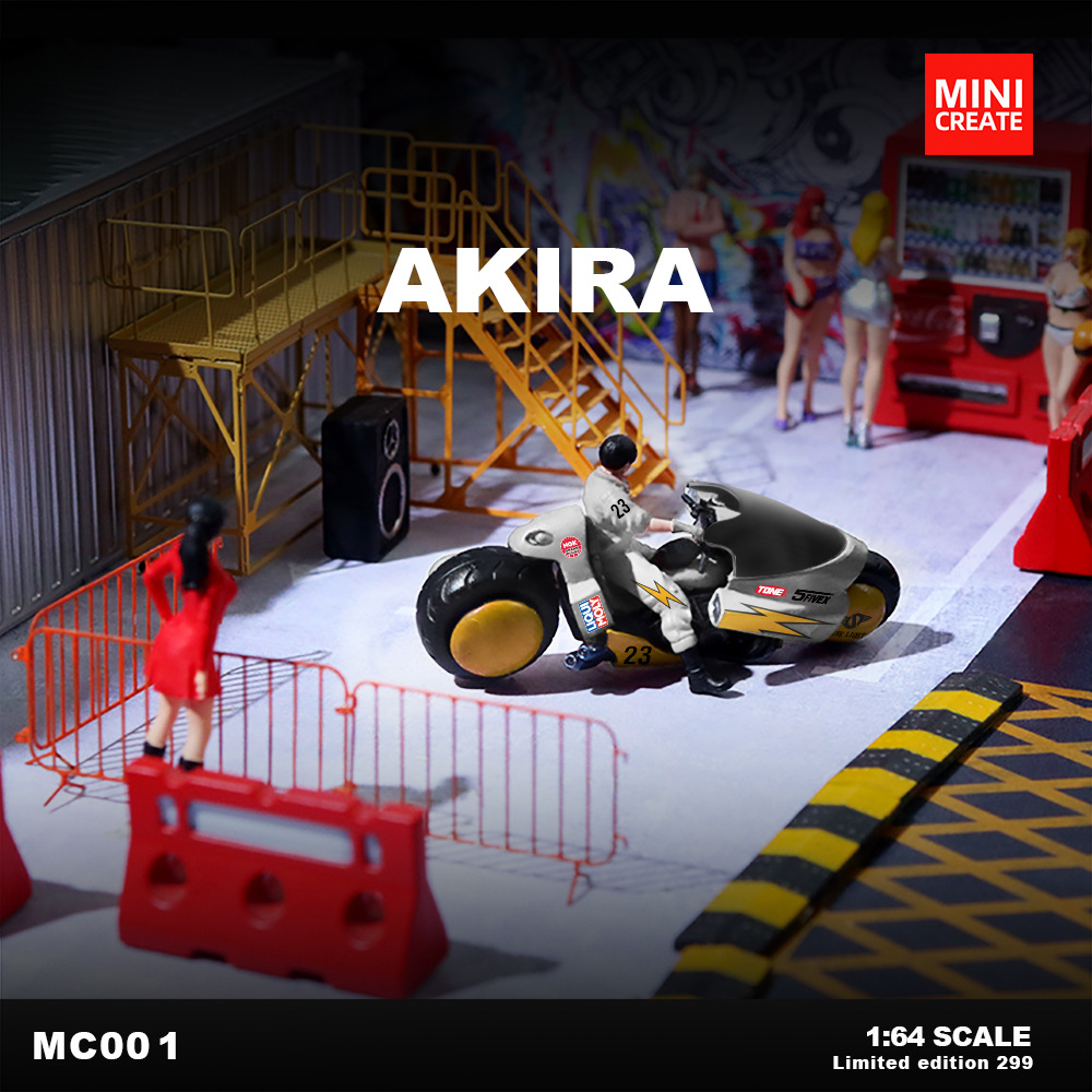 -MINI Create首款1:64闪电高定限量版阿基拉机车套装树脂模型
