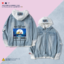 潮流ins宽松牛仔衣 狮子王联名明星同款 卡通动漫皮卡丘外套男韩版