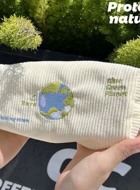 小众保护地球笔袋ins小羊日系卡通大容量可爱织物笔盒初中小学女