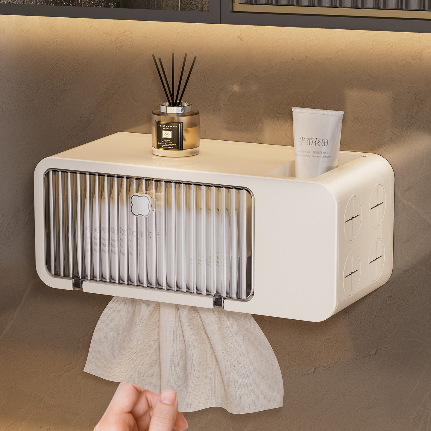 洗脸巾收纳盒壁挂式一次性洁面纸巾卫生间厕所抽纸盒化妆品置物架