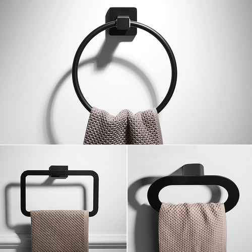 圆形毛巾环黑色北欧式酒店浴室小