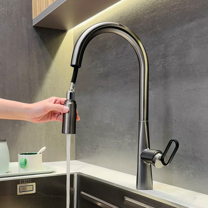 高端厨房旋转抽拉式水龙头冷热家用洗防溅菜盆洗碗池水槽岛台龙头,家装主材,厨房龙头,淘宝优惠券,粉丝福利购,淘宝优惠卷