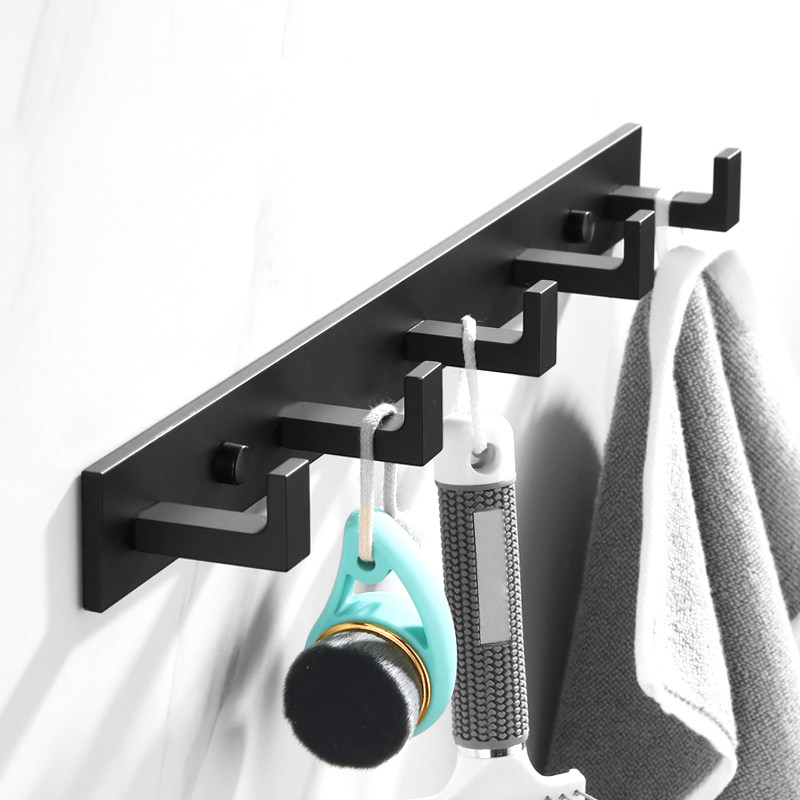 加厚卫生间毛巾挂钩 免打孔壁挂哑黑挂衣钩 浴室衣服排钩墙壁一排,家装主材,挂钩/挂衣钩,淘宝优惠券,粉丝福利购,淘宝优惠卷