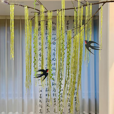 幼儿园春天主题环创手工diy绿色柳树教室班级门头燕子挂帘吊饰