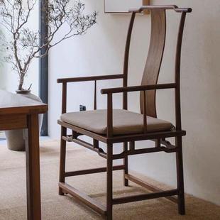 新中式实木太师椅主人椅老榆木仿古圈椅打坐禅修椅靠背椅客厅茶椅