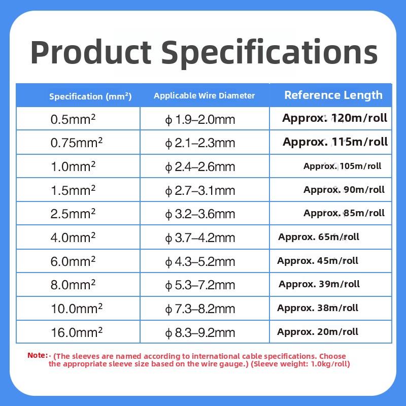 丽标套管号码管线号机通用内齿梅花套管LP-0.75/1/1.5/2.5/4平方