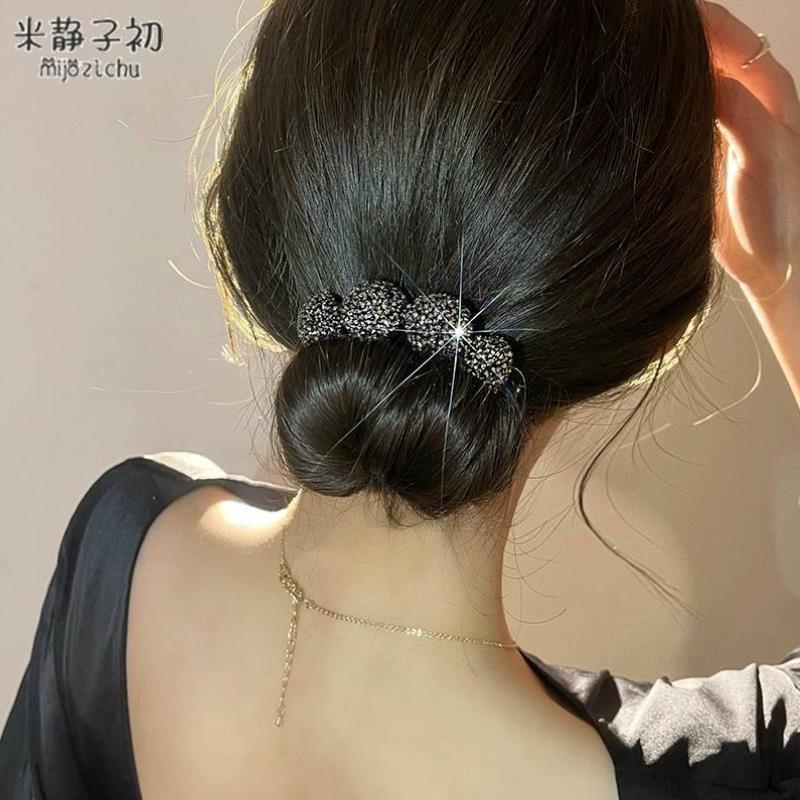 高级感水钻丸子头头饰懒人扭扭夹盘发神器女大人气质优雅固定头发