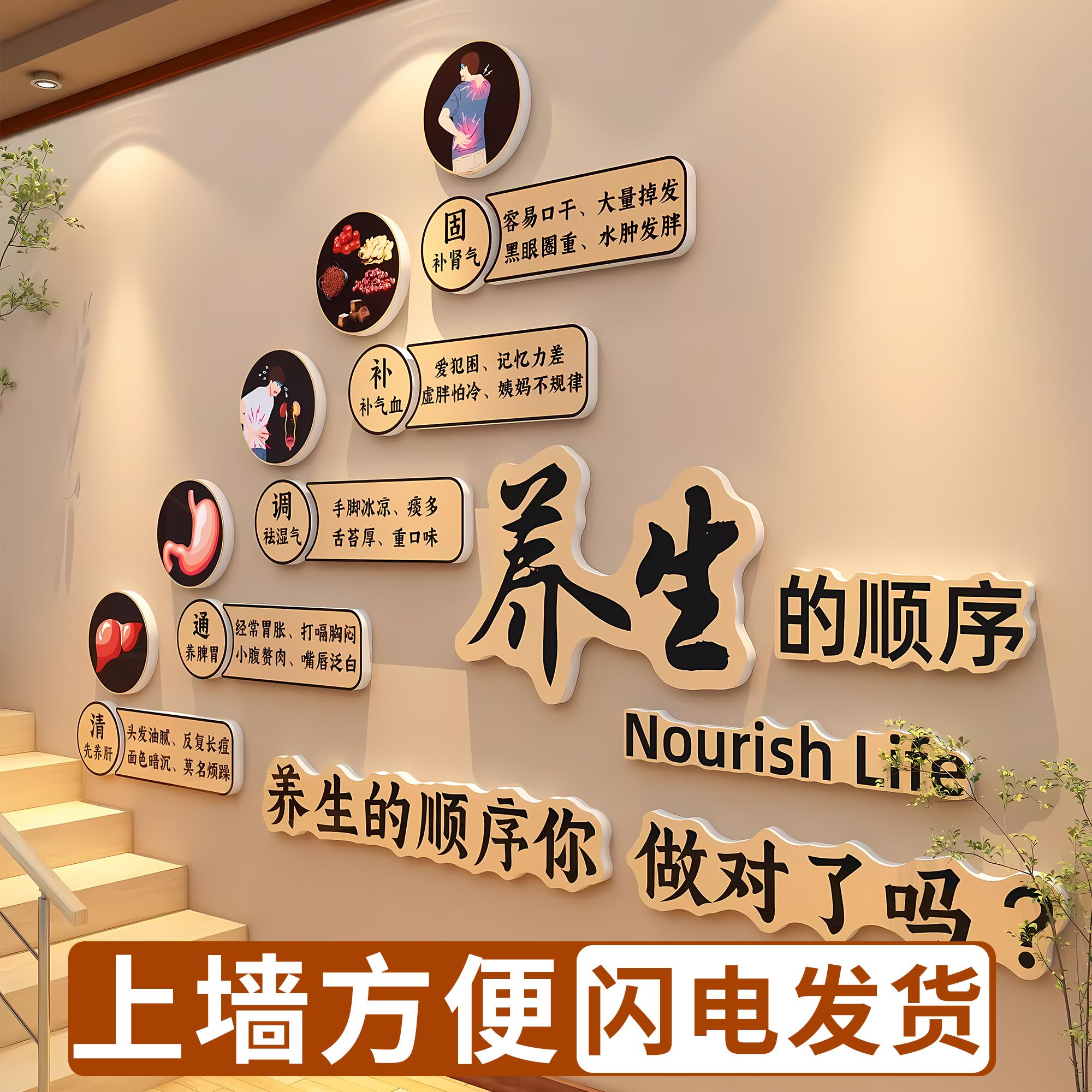 网红中医馆装饰挂画养生美容院高级感文化形象氛围布置背景墙面贴