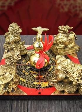 黄铜带来财富和宝藏葫芦龙龟金蟾蜍皮绣指南针麒麟全套聚宝盆店家