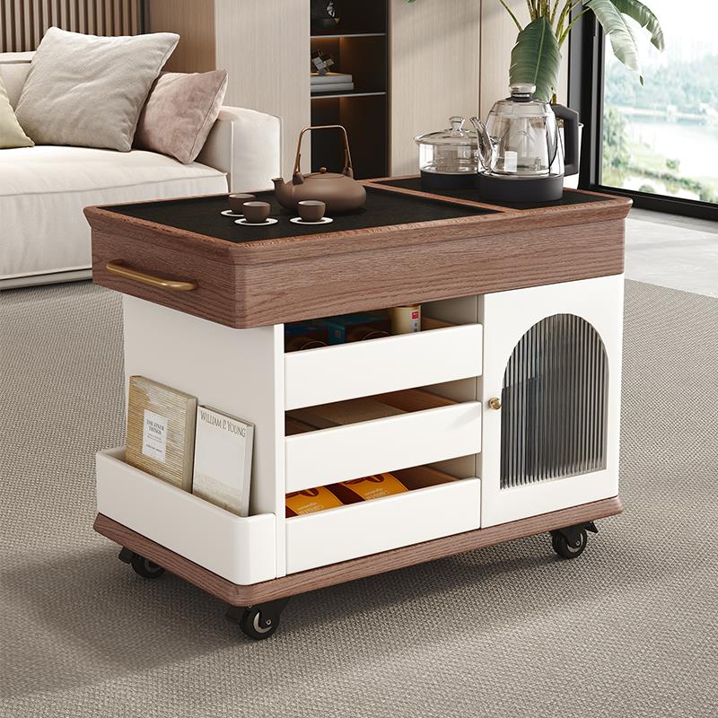 实木移动茶几茶台烧水壶一体可移动沙发边几小推车阳台茶水柜茶桌
