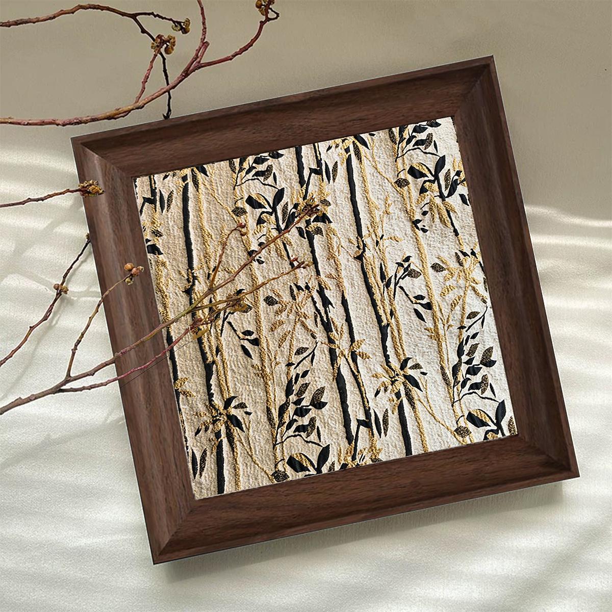 中古风鎏金肌理金色竹子装饰画高级感客厅沙发背景墙挂画卧室床头