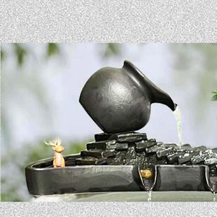 引财宝流水赚钱循环水陶瓷鱼缸循环水摆件过滤器加氧石槽微景观造