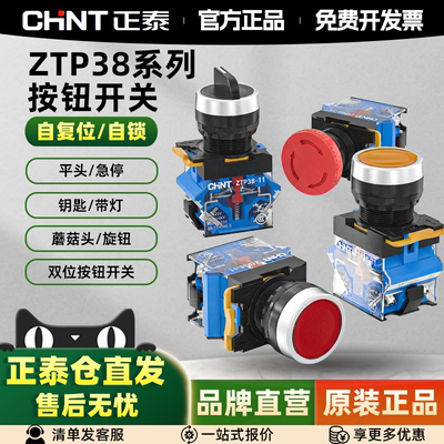 正泰按钮开关自锁带灯自复位220V