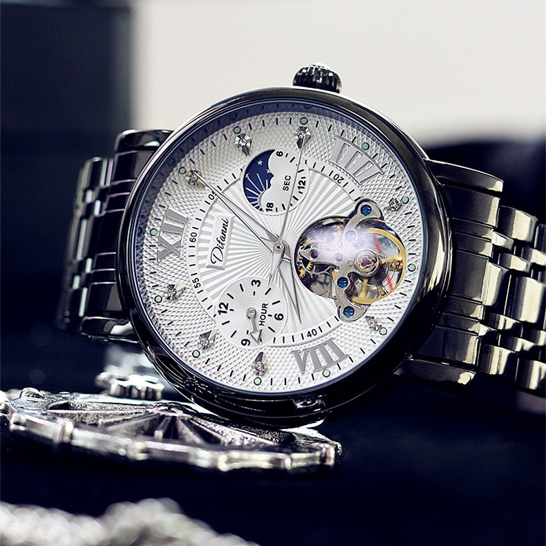 2023新款时尚休闲商务全自动镂空机械男士潮流黑武士抖音同款手表