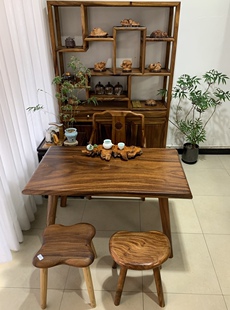 胡桃木小茶桌 阳台小茶桌长125宽70高72厘米 连脚茶桌 小茶台