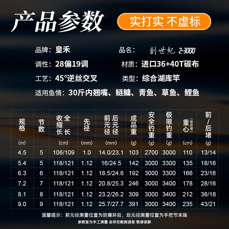 皇禾综合竿草鱼台钓鱼竿鲢鳙轻量大物竿超轻超硬28调手杆翘嘴手竿