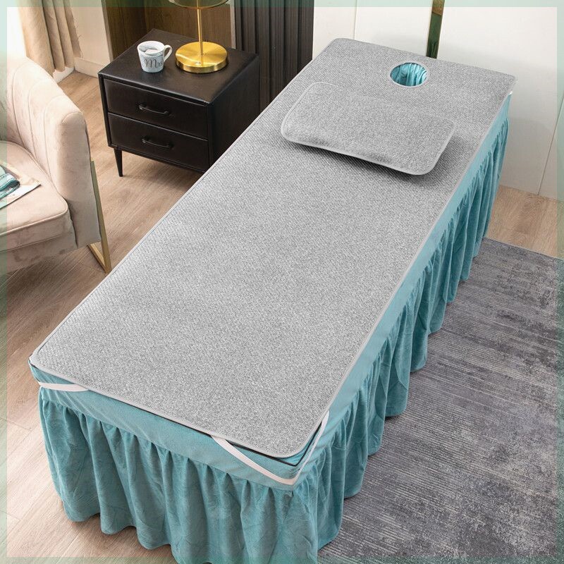 美容床凉席按摩足疗床专用小席子带洞加厚透气腾席子草席冰丝推拿