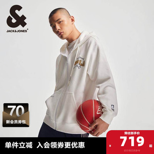 杰克琼斯春季NBA联名鹈鹕队刺绣贴布略宽松连帽卫衣长袖男款男装