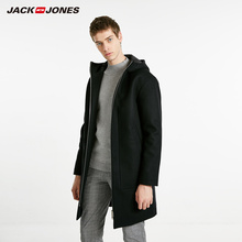 JackJones杰克琼斯outlets男秋春中长款含羊毛连帽立领大衣外套