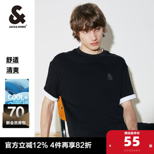 T恤男款 短袖 打底衫 白色情侣装 男 杰克琼斯男装 T恤纯色半袖 男士