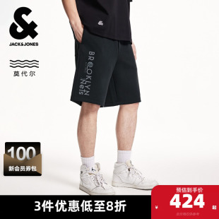 布鲁克林篮网队植绒字母休闲短裤 新款 子 NBA联名夏季 杰克琼斯男装