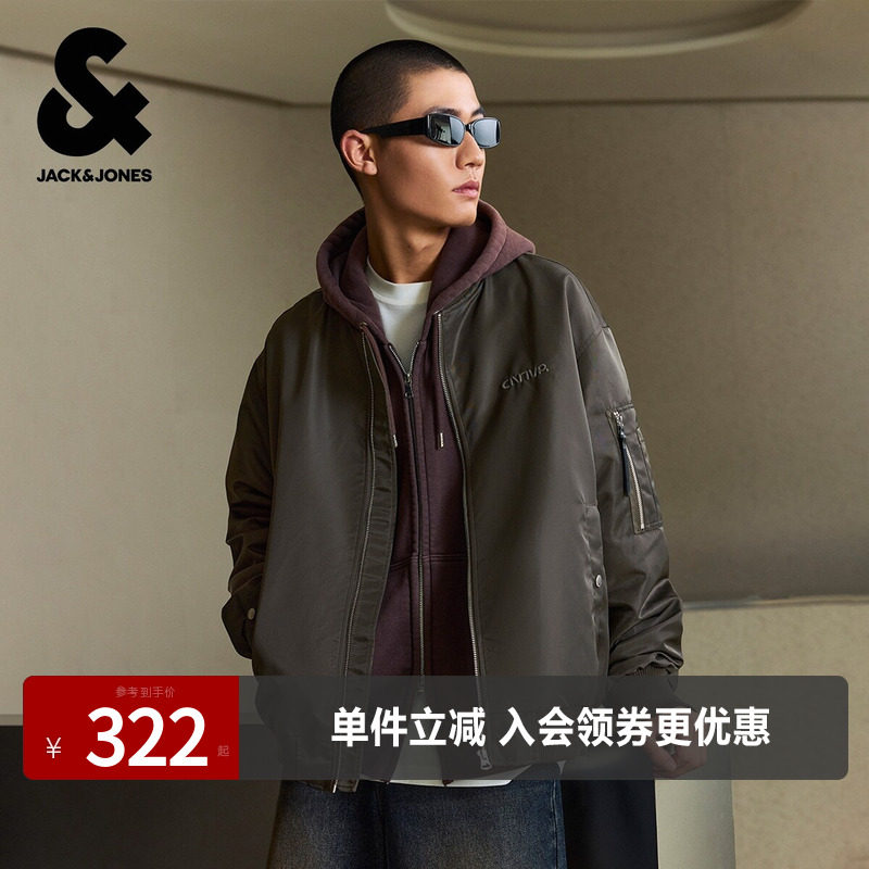 杰克琼斯奥特莱斯夹克男装春秋季2025年图案棒球领百搭长袖上衣