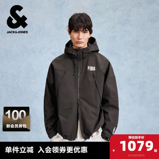 杰克琼斯春季 外套时尚 百搭潮宽松版 型NBA联名立领抽绳连帽 男装
