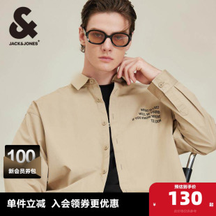 衬衣男装 杰克琼斯男士 休闲长袖 外套夹克痞帅高级宽松工装 春秋衬衫