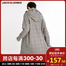 JackJones杰克琼斯outlets春潮流时尚格纹中长款休闲风衣男外套