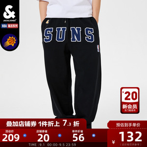 杰克琼斯奥特莱斯NBA联名太阳队宽松字母休闲运动长裤男