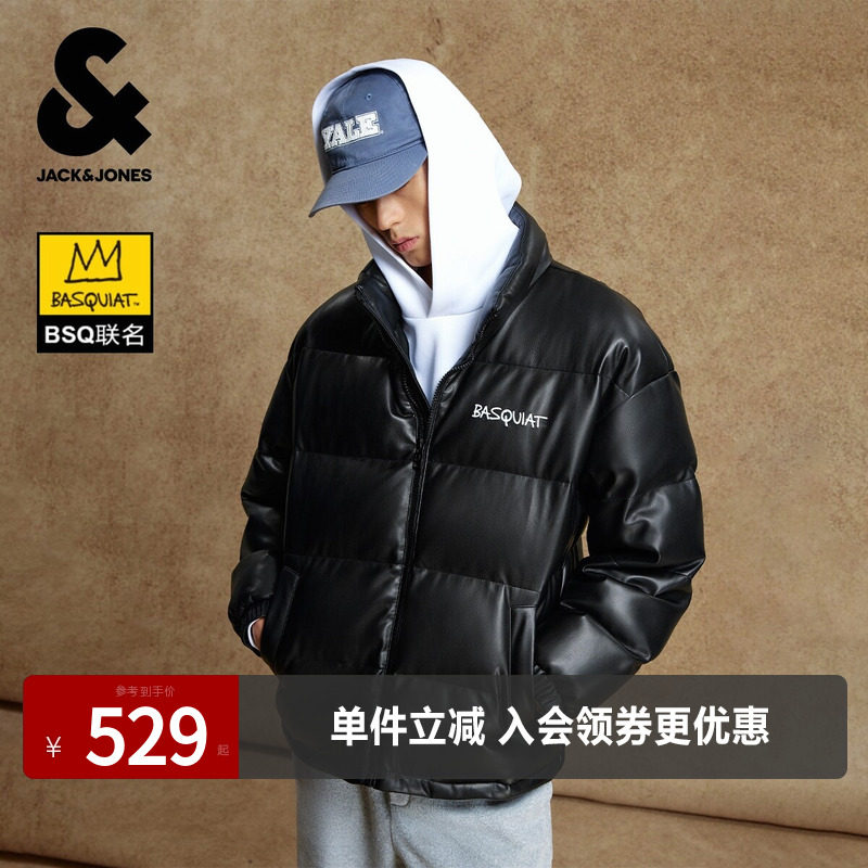 杰克琼斯BSQ联名男装棉服春秋新款时尚刺绣宽松立领保暖外套上衣