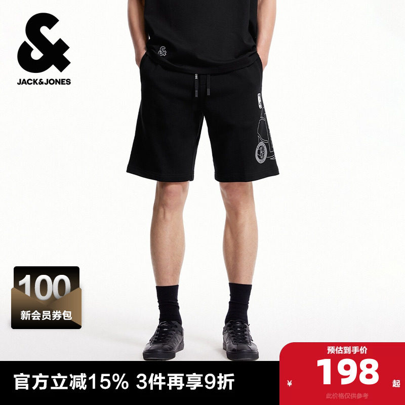 杰克琼斯奥特莱斯NBA联名夏季男装短裤侧边篮网队胶印潮运动裤子