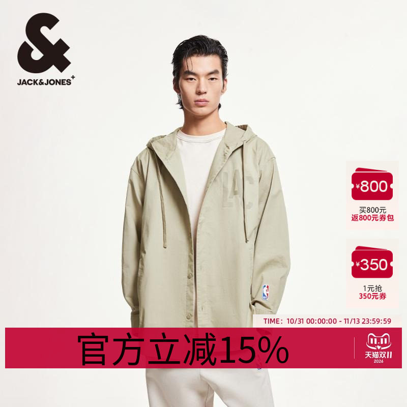 杰克琼斯春季NBA联名高级感百搭潮流酷刺绣外套夹克衬衫男装